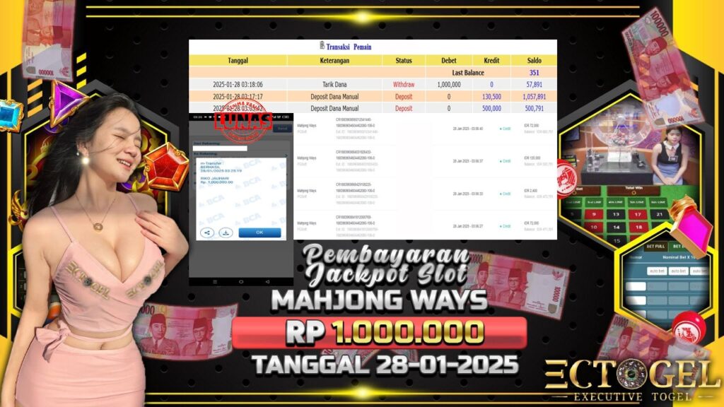 BUKTI JACKPOT SLOT MAHJONG WAYS TERPERCAYA DI INDONESIA TGL 28-01-2025