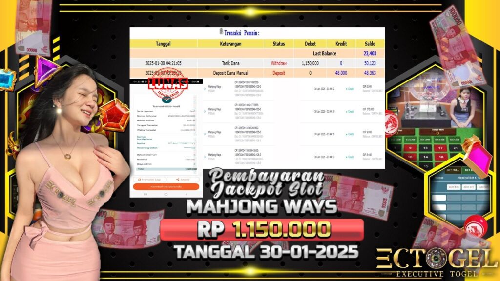 BUKTI JACKPOT SLOT MAHJONG WAYS TERPERCAYA DI INDONESIA TGL 30-01-2025