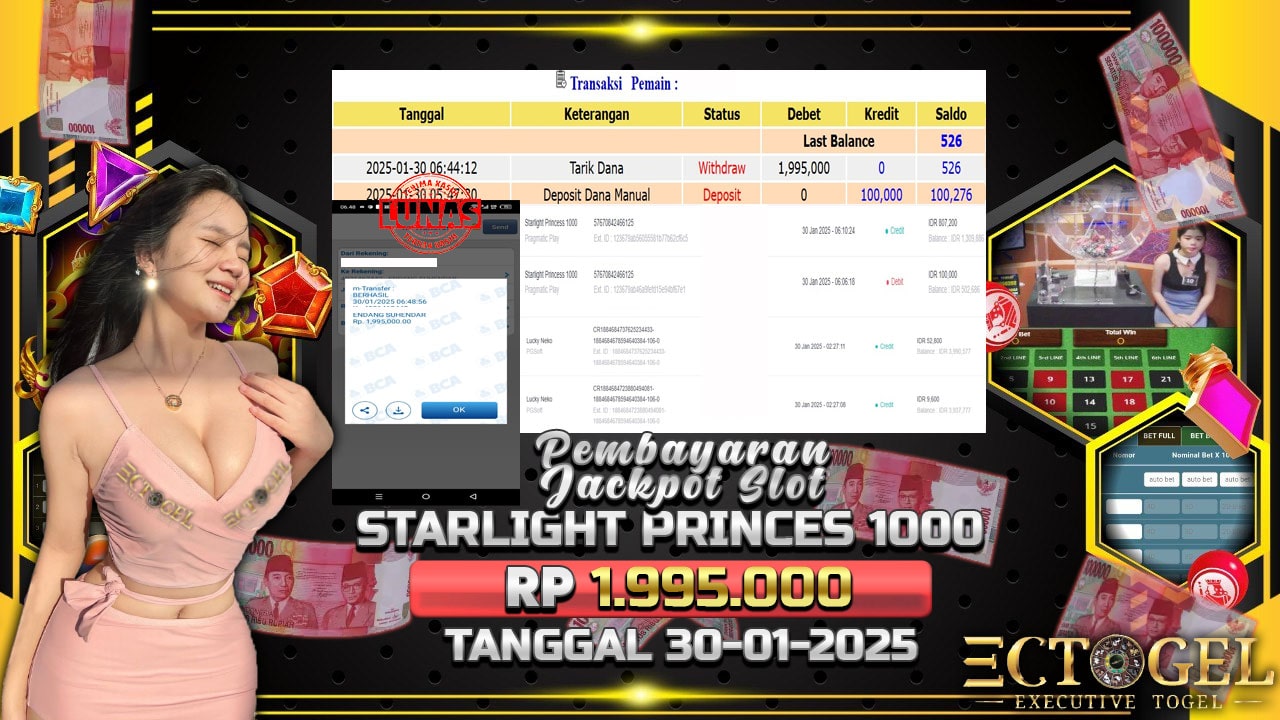 BUKTI JACKPOT SLOT STARLIGHT PRINCES 1000 TERPERCAYA DI INDONESIA TGL 29-01-2025