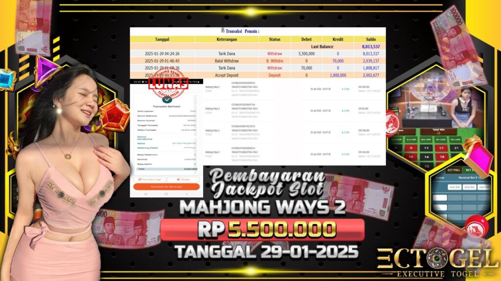 BUKTI JACKPOT SLOT MAHJONG WAYS 2  TERPERCAYA DI INDONESIA TGL 29-01-2025