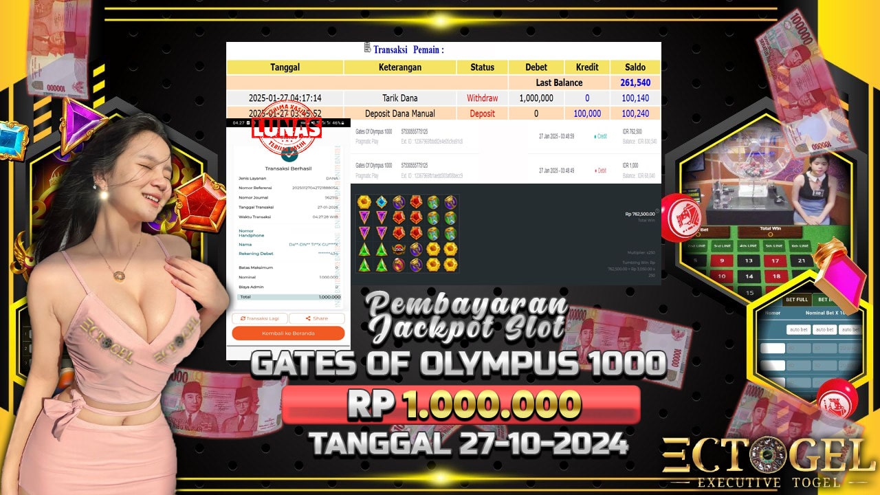 BUKTI JACKPOT SLOT GATES OF OLYMPUS 1000 TERPERCAYA DI INDONESIA TGL 27-01-2025