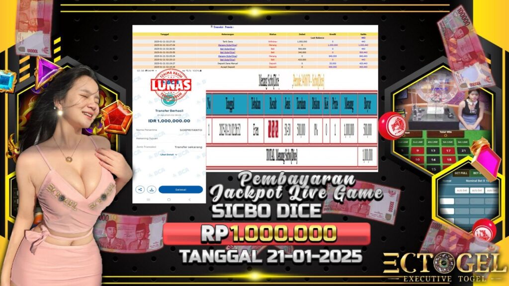 BUKTI JACKPOT SICBO DICE TERPERCAYA DI INDONESIA TGL 21-01-2025