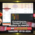 BUKTI JACKPOT SLOT MANIA OLYMPUS TERPERCAYA DI INDONESIA TGL 25-01-2025