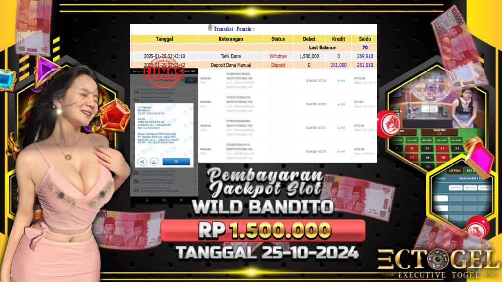 BUKTI JACKPOT SLOT WILD BANDITO TERPERCAYA DI INDONESIA TGL 25-01-2025