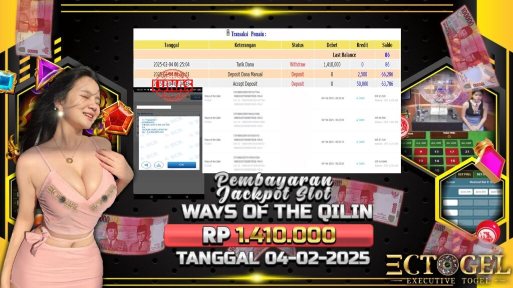 BUKTI JACKPOT SLOT WAYS OF THE QILIN TERPERCAYA DI INDONESIA TGL 04-02-2025