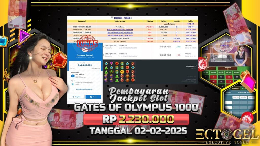 BUKTI JACKPOT SLOT GATES OF OLYMPUS 1000 TERPERCAYA DI INDONESIA TGL 02-02-2025