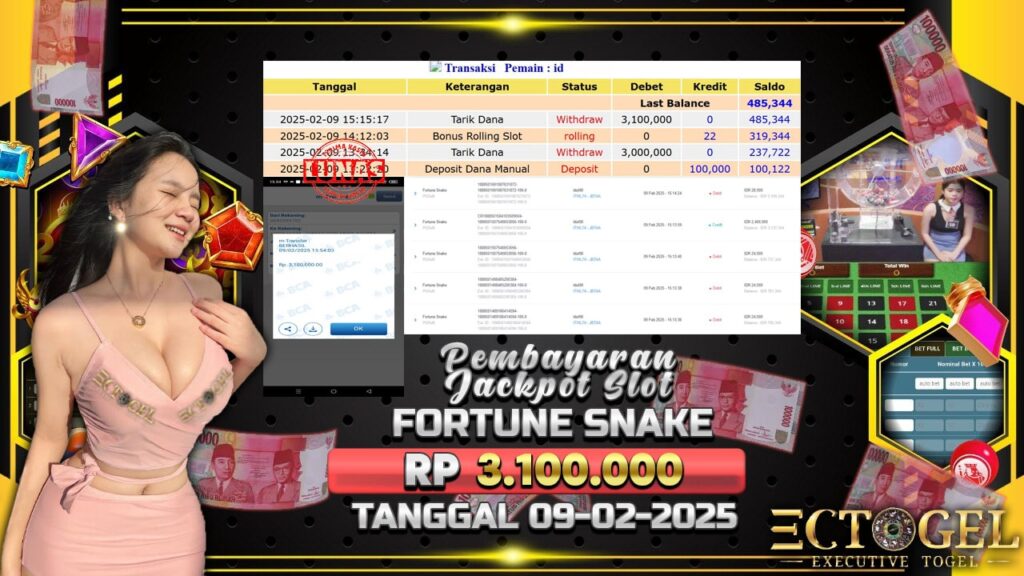 BUKTI JACKPOT SLOT FORTUNE SNAKE TERPERCAYA DI INDONESIA TGL 09-02-2025