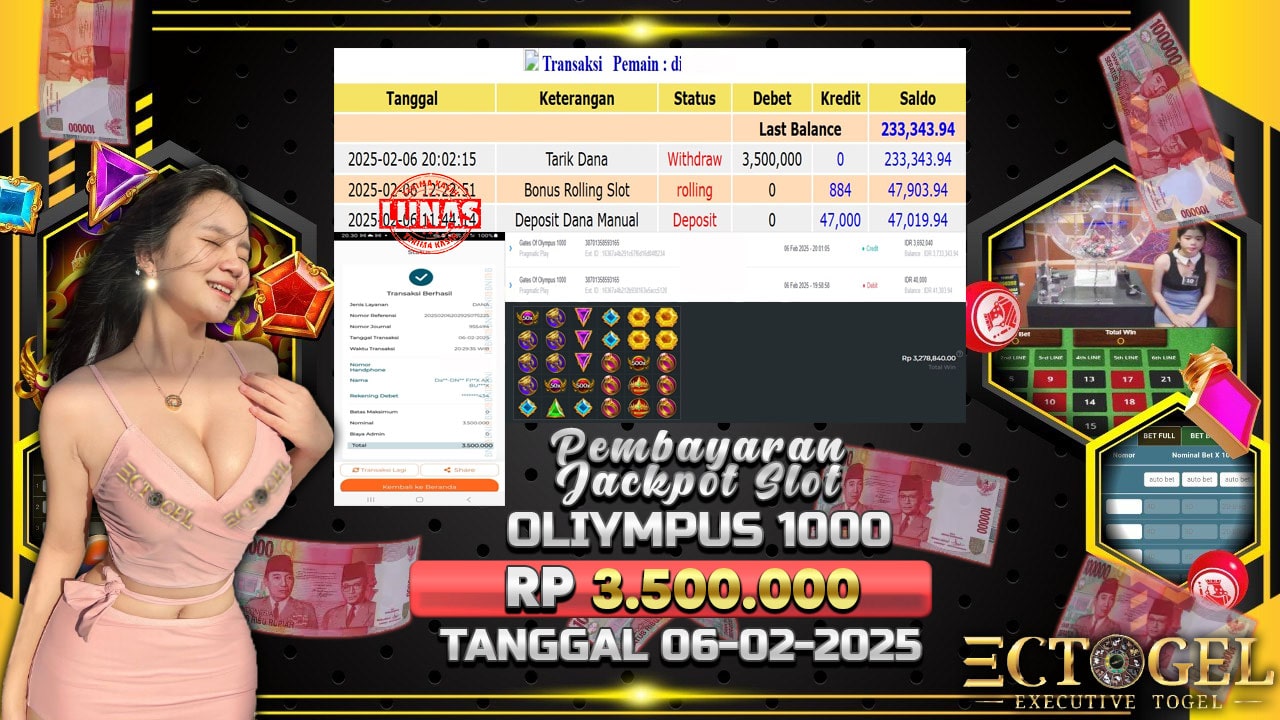 BUKTI JACKPOT SLOT GATES OF OLYMPUS 1000 TERPERCAYA DI INDONESIA TGL 06-02-2025